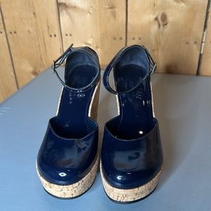 Kork-Ease Navy and Cork Platform Wedges
